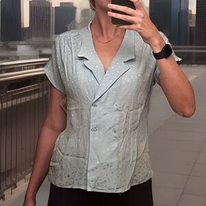 NWT Vintage 70s 80s NEIMAN MARCUS Deadstock 100% Silk Collared Sailor Blouse 8